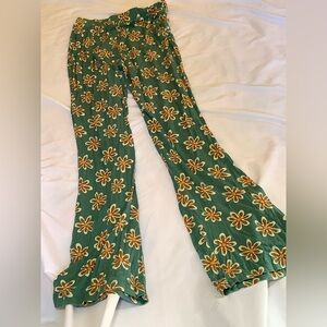 Floral Green and Yellow Pants